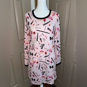 Kate Spade Dream a Little Dream sleepshirt in pink with makeup & bows.